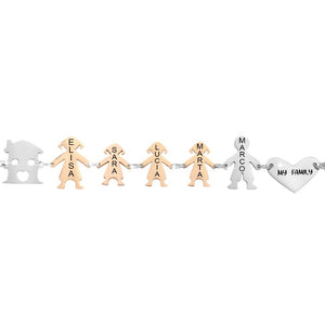 Bracciale Family Genitori + 3 Bimbe anche con animali - con incisione -Beloved_gioielli