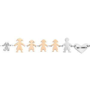 Bracciale Family Genitori + 3 Bimbe anche con animali - con incisione -Beloved_gioielli