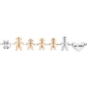 Bracciale Family Genitori + 3 Bimbe anche con animali - con incisione -Beloved_gioielli