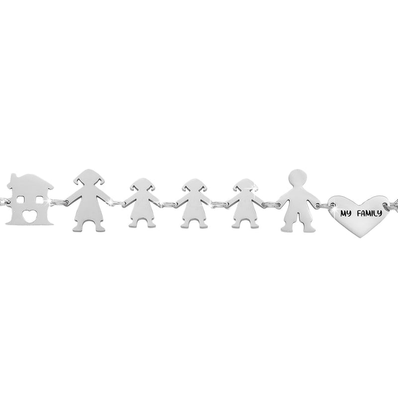 Bracciale Family Genitori + 3 Bimbe anche con animali - con incisione -Beloved_gioielli
