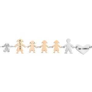Bracciale Family Genitori + 3 Bimbe anche con animali - con incisione -Beloved_gioielli