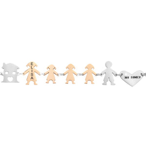 Bracciale Family Genitori + 3 Bimbe anche con animali - con incisione -Beloved_gioielli