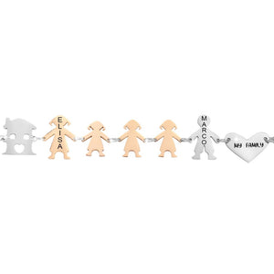 Bracciale Family Genitori + 3 Bimbe anche con animali - con incisione -Beloved_gioielli