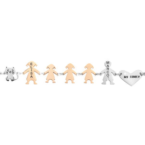 Bracciale Family Genitori + 3 Bimbe anche con animali - con incisione -Beloved_gioielli