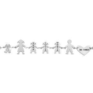 Bracciale Family Genitori + 3 Bimbe anche con animali - con incisione -Beloved_gioielli