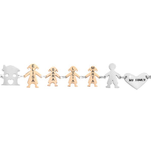 Bracciale Family Genitori + 3 Bimbe anche con animali - con incisione -Beloved_gioielli