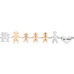 Bracciale Family Genitori + 3 Bimbe anche con animali - con incisione -Beloved_gioielli