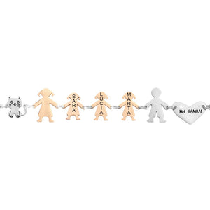 Bracciale Family Genitori + 3 Bimbe anche con animali - con incisione -Beloved_gioielli