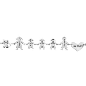 Bracciale Family Genitori + 3 Bimbe anche con animali - con incisione -Beloved_gioielli