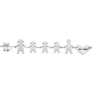 Bracciale Family Genitori + 3 Bimbe anche con animali - con incisione -Beloved_gioielli