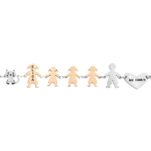 Bracciale Family Genitori + 3 Bimbe anche con animali - con incisione -Beloved_gioielli