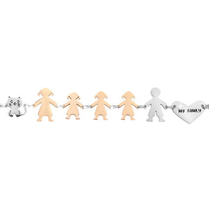 Bracciale Family Genitori + 3 Bimbe anche con animali - con incisione -Beloved_gioielli