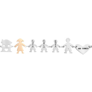 Bracciale Family Genitori + 3 Bimbi anche con animali - con incisione -Beloved_gioielli
