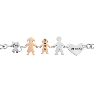 Bracciale Family Genitori + Bimba anche con animali - con incisione -Beloved_gioielli