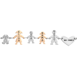 Bracciale Family Genitori + Bimbo + Bimba anche con animali - con incisione -Beloved_gioielli