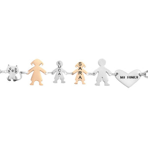 Bracciale Family Genitori + Bimbo + Bimba anche con animali - con incisione -Beloved_gioielli