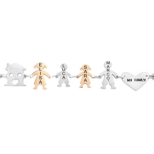 Bracciale Family Genitori + Bimbo + Bimba anche con animali - con incisione -Beloved_gioielli