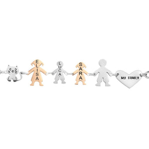 Bracciale Family Genitori + Bimbo + Bimba anche con animali - con incisione -Beloved_gioielli