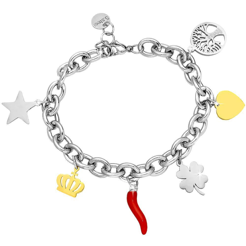 Bracciale Groumette con Charms - multicolor con cornetto smaltato -Beloved_gioielli