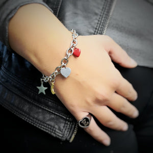 Bracciale Groumette con Charms - multicolor con cuore smaltato -Beloved_gioielli