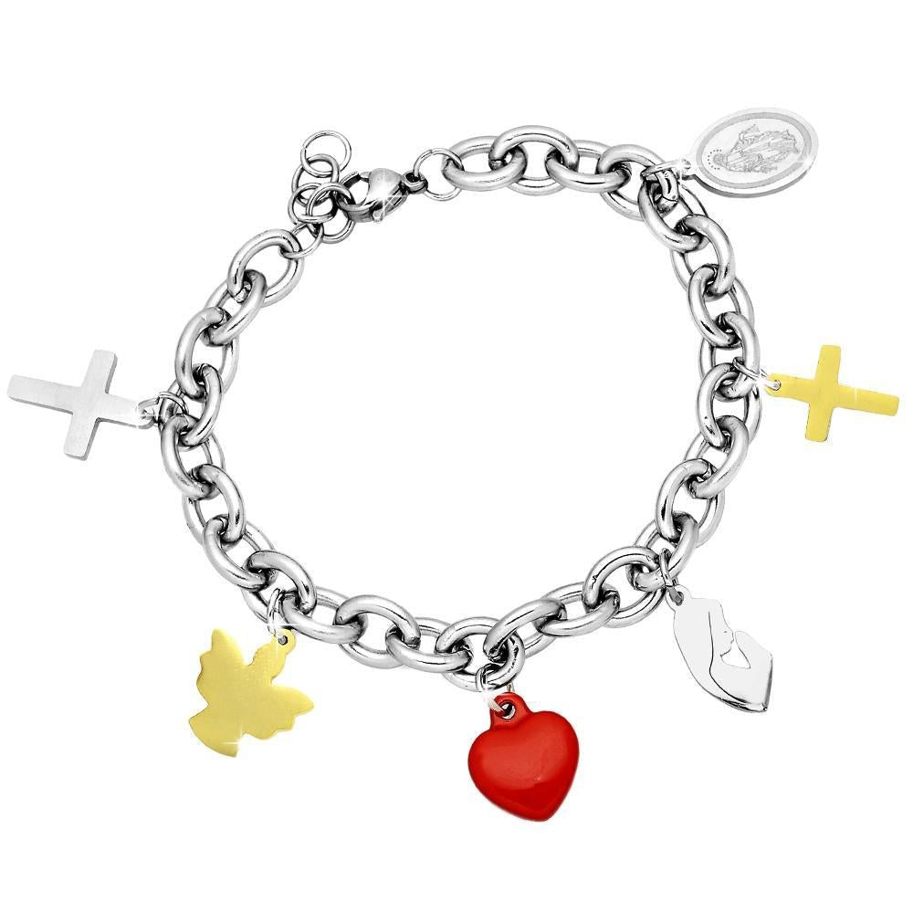 Bracciale Groumette con Charms - multicolor con cuore smaltato -Beloved_gioielli