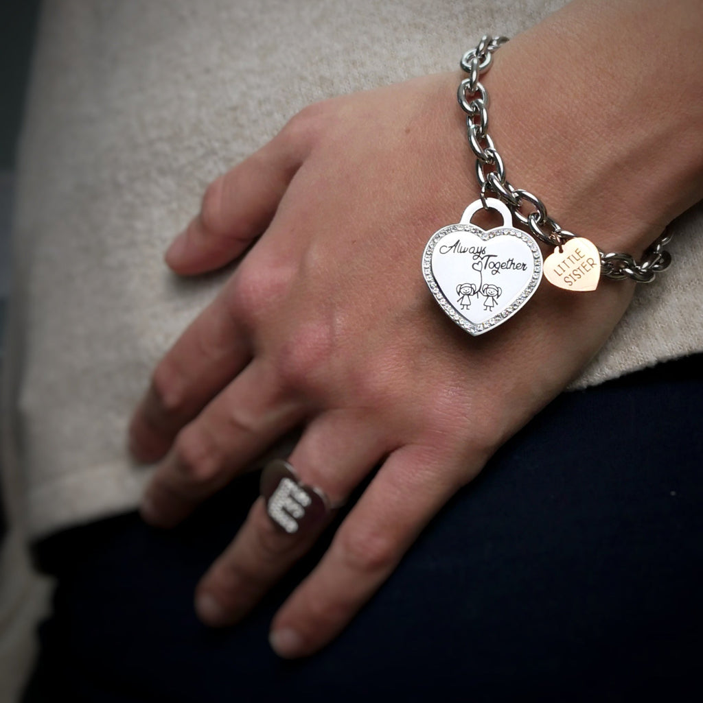 Bracciale groumette con incisione - "Always together - Little sister" -Beloved_gioielli