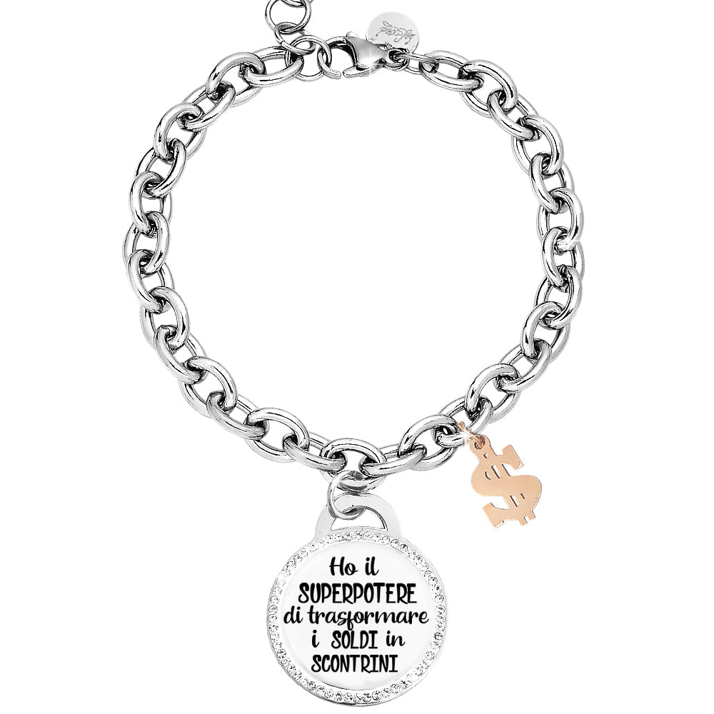 Life Charms Braccialetto Donna "You Smashed It": Elastico Con Ciondoli Stella In Argento, Oro E Oro Rosa, Regalo Motivazionale