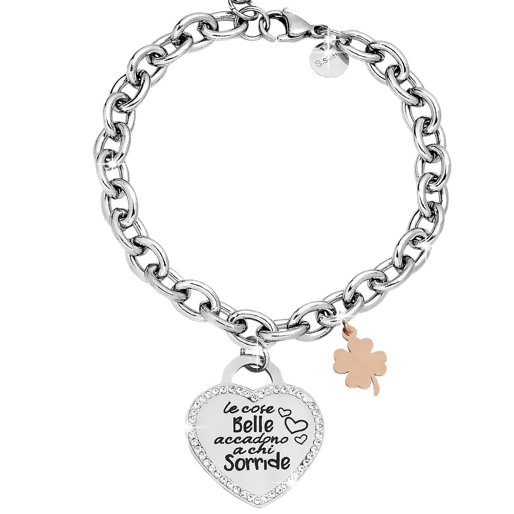 Bracciale groumette con incisione - "Le cose belle accadono a chi sorride" -Beloved_gioielli