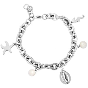 Bracciale groumette SUMMER VIBES con conchiglia e charms - Silver -Beloved_gioielli