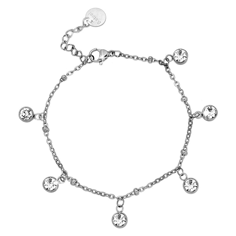 Bracciale in acciaio con castoni - Silver -Beloved_gioielli