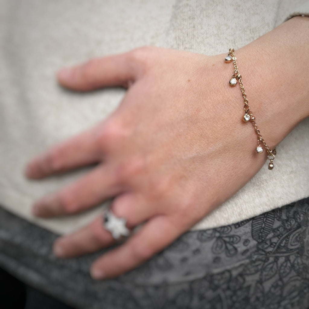 Bracciale in acciaio con castoni small - Rose gold -Beloved_gioielli