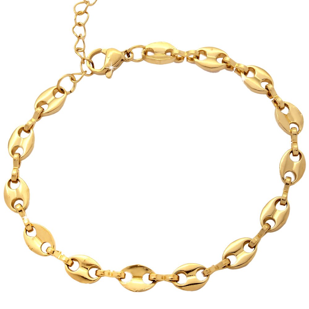 Bracciale in acciaio con catena lavorata colore Gold -Beloved_gioielli