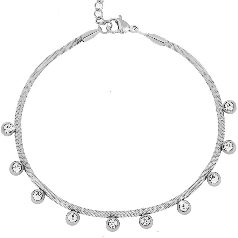 Bracciale in acciaio con catena Piattina colore Silver - Castoni -Beloved_gioielli