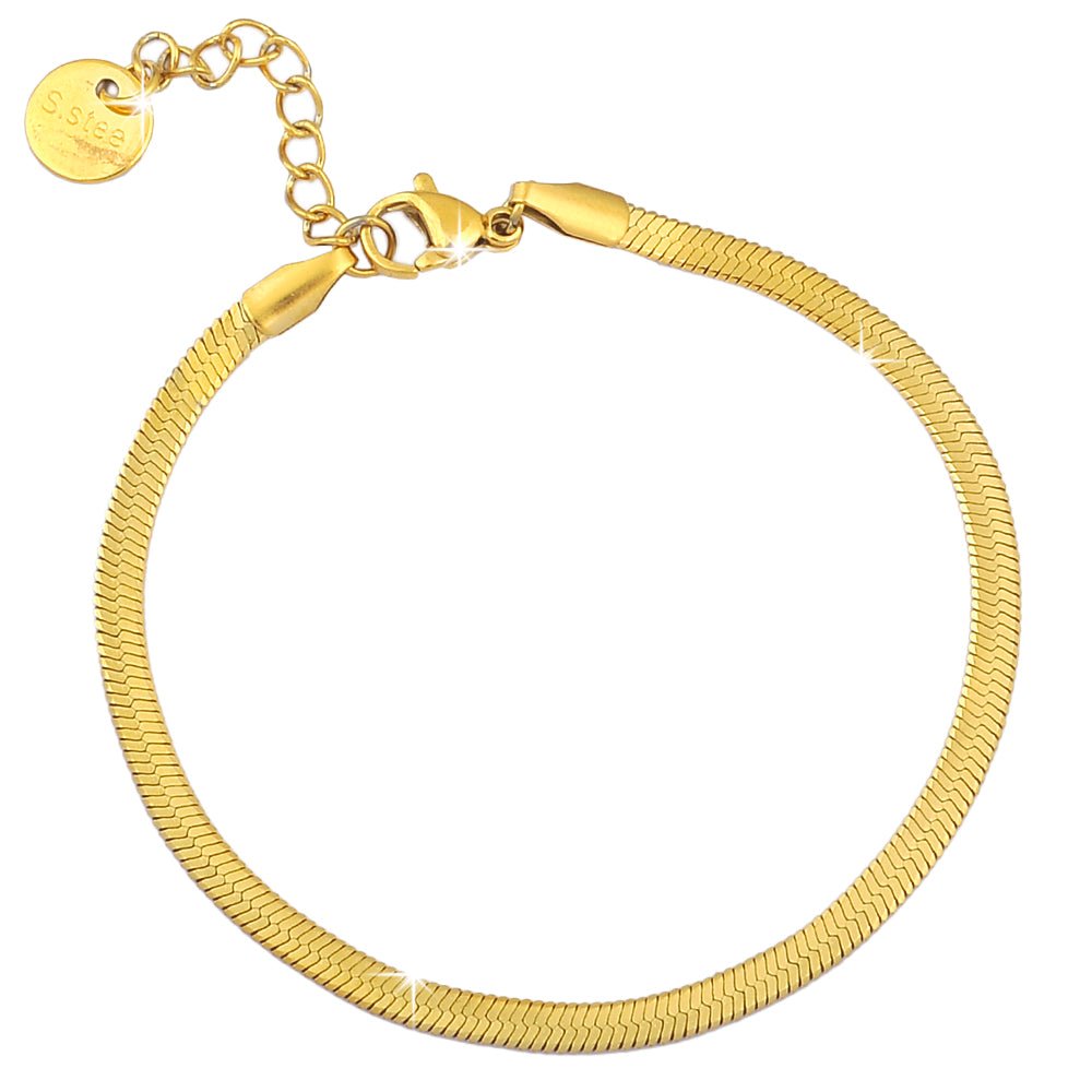 Bracciale in acciaio con catena Piattina Gold - Scegli la larghezza all'interno -Beloved_gioielli