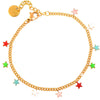 Bracciale in acciaio con charms pendenti smaltati - Gold Stelle -Beloved_gioielli