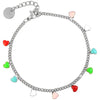 Bracciale in acciaio con charms pendenti smaltati - Silver Cuori -Beloved_gioielli