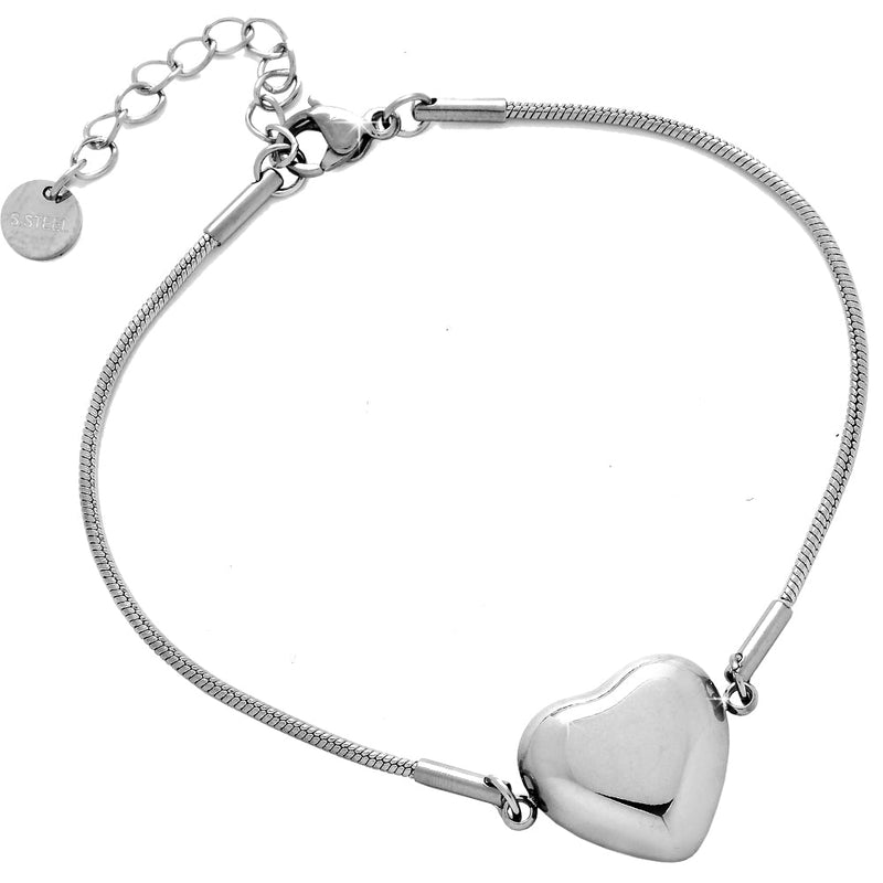 Bracciale in Acciaio con Cuore Bombato Silver -Beloved_gioielli