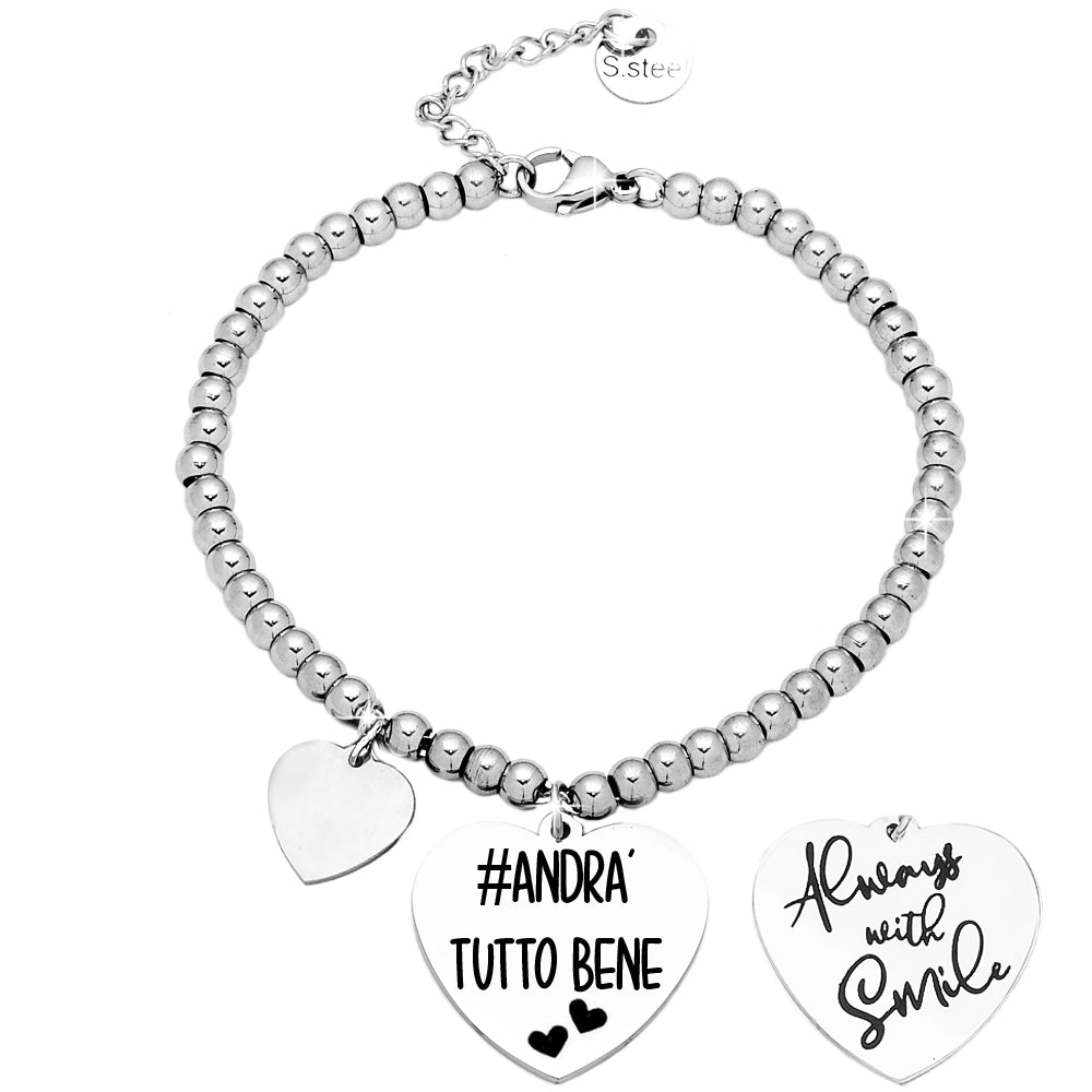 Bracciale in acciaio con doppia incisione - "Always with smile" -Beloved_gioielli