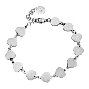 Bracciale in acciaio con giro di charms silver - Cuori -Beloved_gioielli