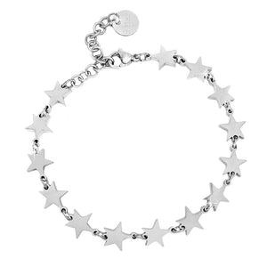 Bracciale in acciaio con giro di charms silver - Stelle -Beloved_gioielli