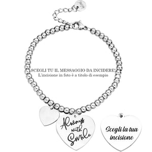 Bracciale in acciaio con incisione nera - "Always with smile" -Beloved_gioielli