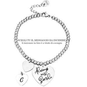 Bracciale in acciaio con incisione nera - "Always with smile" -Beloved_gioielli