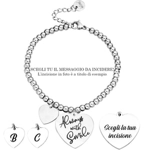 Bracciale in acciaio con incisione nera - "Always with smile" -Beloved_gioielli