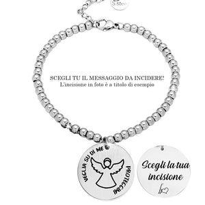 Bracciale in acciaio con incisione nera - Angelo Custode - Veglia su di me -Beloved_gioielli