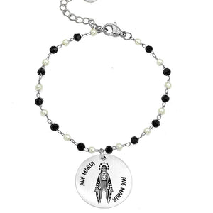 Bracciale in acciaio con incisione nera - Ave Maria -Beloved_gioielli