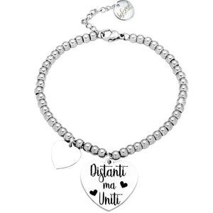 Bracciale in acciaio con incisione nera - Distanti ma uniti -Beloved_gioielli