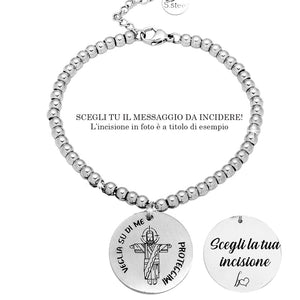 Bracciale in acciaio con incisione nera - Gesu' - Veglia su di me -Beloved_gioielli