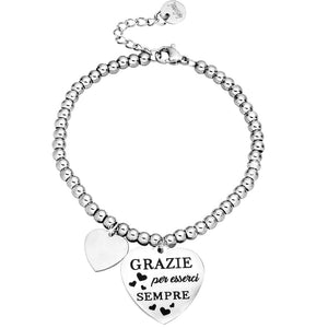 Bracciale in acciaio con incisione nera - "Grazie per esserci sempre" -Beloved_gioielli