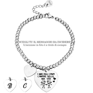 Bracciale in acciaio con incisione nera - "I miei figli sono l'amore della mia vita " -Beloved_gioielli