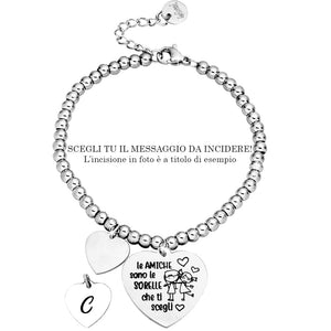 Bracciale in acciaio con incisione nera - "Le amiche sono le sorelle che ti scegli" -Beloved_gioielli